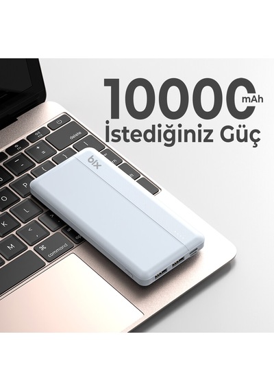 Bix Bxpb108 10000mah Çift Usb-a Çıkışlı Portatif Powerbank Beyaz