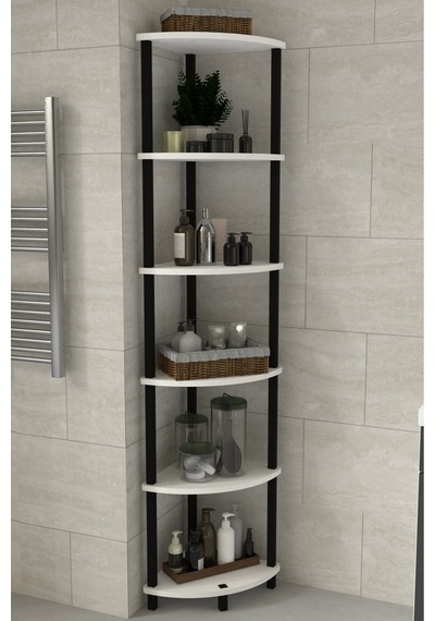 Decoline Banyo Rafı 6 Katlı Moblen Modern Organizer Depolama Ünitesi-beyaz Beyaz