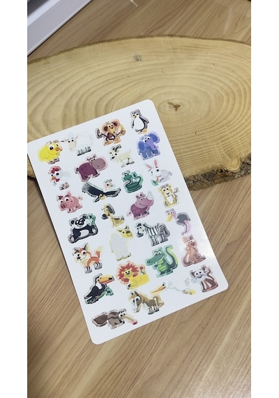 Hayvanlar Sticker Set A5 Kağıt 2 Sayfa Toplam 56 Adet Sticker