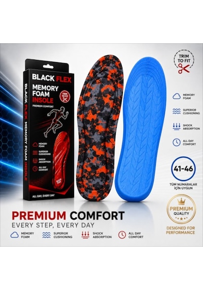 Perfect Fit Ark Destekli Gri Army Erkek Memory Foam Darbe Emici Hafızalı İç Tabanlık 41-46 Numaraya Göre Kolay Kesilebilir
