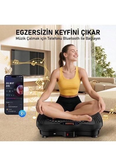 Fastgo Profesyonel 2d Titreşimli Egzersiz Aleti 199 Hız Seviyesi, 5 Farklı Mod Ve Bluetooth Hoparlörlü Uzaktan Kumandalı Ve 2 Direnç Spor Aleti, Siyah