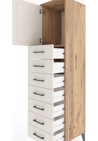 Hyperion Dolap Tek Raflı 7 Çekmeceli Tek Kapaklı 44x44x182 Çam-aytaşı Atlas Çam