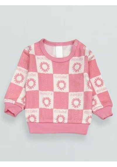 Breeze Kız Bebek Desenli Pamuklu Pijama Takım-15340 Pembe