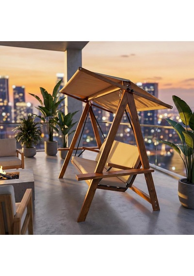 Riva 2100 Ahşap Bahçe Salıncağı 3 Kişilik Dış Mekan Bahçe Balkon Teras Salıncağı Diğer