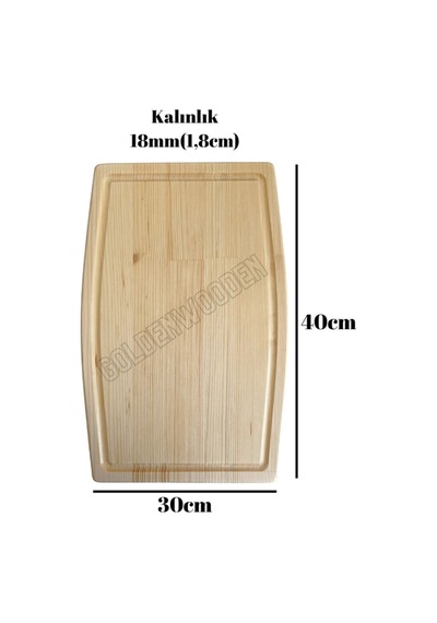 Doğal Ahşap Sunum Tabağı Dış Bükey Ahşap Sunumluk Beyaz Çam Boy:40cm En:30cm