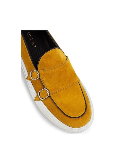 Deery Hakiki Süet Sarı Çift Tokalı Erkek Sneaker-Sarı