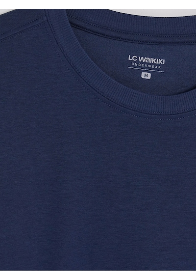 LC Waikiki Lc Waıkıkı İndigo Bisiklet Yaka Erkek Pijama Üst Indigo