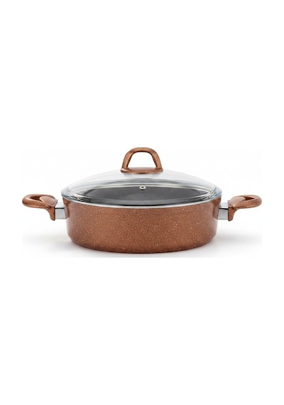 Hascevher Zambak 26 Cm Granit Basık Tencere Kahve