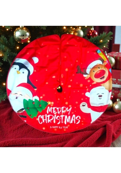 Profesyonel Vıp Kalite Çam Ağacı Eteği Yılbaşı Ağacı Altlığı Noel Figürlü 88 Cm Çapında Büyük Model