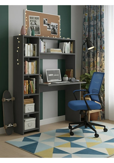 Premium Mdf Ürün Modern Kitaplıklı Çalışma Masası Raflı Öğrenci Ve Home Ofis Bilgisayar Masası Antrasit Premium Mdf Ürün Modern Kitaplıklı Çalışma Masası Raflı Öğrenci Ve Home Ofis Bilgisayar Masası Antrasit