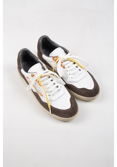 Krahe Artemis Erkek Hakiki Deri Eskitme El Boyamalı Bağcık Ve Iki Yedek Bağcıklı Beyaz-Vizon Sneakers 001