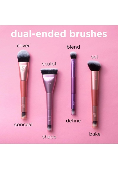 Cover & Conceal Çift Uçlu Makyaj Fırçası, Kusursuz Fondöten Kapsamı, Lekeleri Ve Kusurları Pürüzsüzleştiren Ve Kaplayan 2'si 1 Arada Fırça, Karıştırma Ve Parlatma Fırçası, 1 Adet