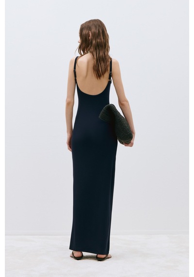 Suud Collection Lacivert Rae Askılı Basic Elbise