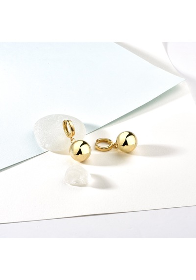 925 Ayar Altın Mikron Kaplama Top Sallantılı Küpe - E00279 Gold