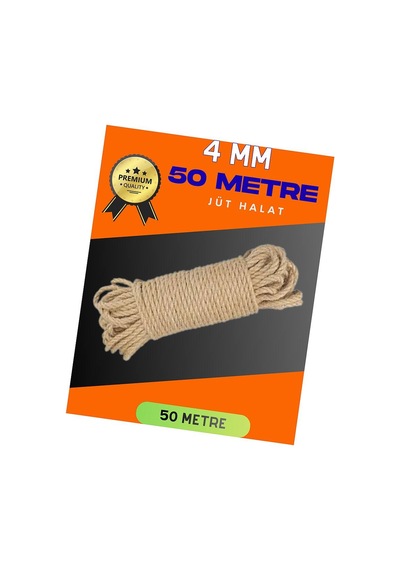 4 Mm 50 Metre Jüt Halat Dekoratif Hasır İp Urgan Süs Evimdeyokyok