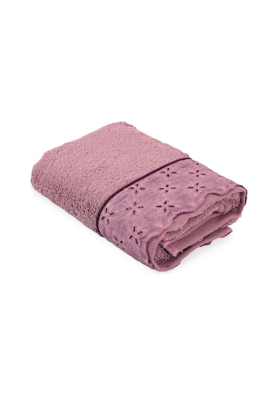 Ecocotton Ella Banyo Havlusu %100 Organik Pamuk Brodeli Pudra 80x150 Cm - Pamuk