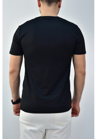 Escetic Erkek Siyah Füme Slim Fit T-Shirt-3284
