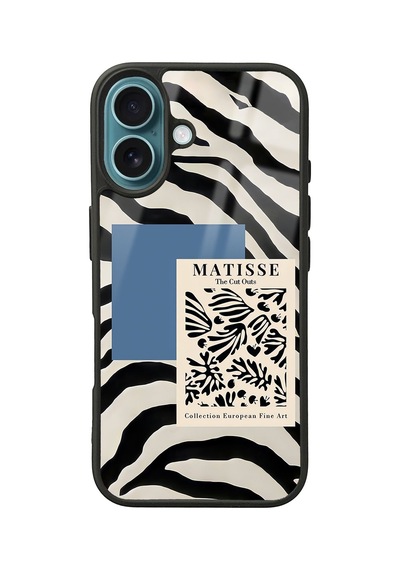 Apple Uyumlu iPhone 16 Zebra Matısse Tasarımlı Glossy Telefon Kılıfı Çok Renkli