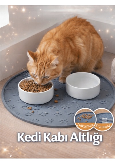 Beylini Kedi Köpek Mama Kabı Altlığı Kaymaz Su Geçirmez Beslenme Paspası Kolay Temizlenir Mama Su Altlığı
