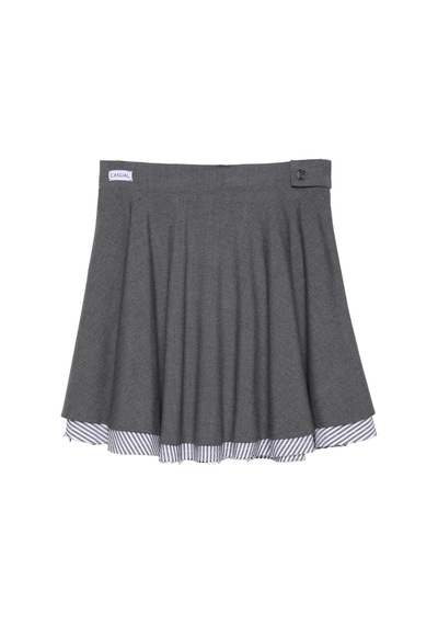 Olla Collection Kumaş Match Detaylı Volanlı Mini Etek Koyu Gri Gri