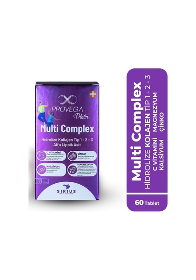 Platin Multi Complex%100 Doğal Kolajen - Alfa Lipoik Asit, Magnezyum, Kalsiyum, Bor, 60 Kapsül