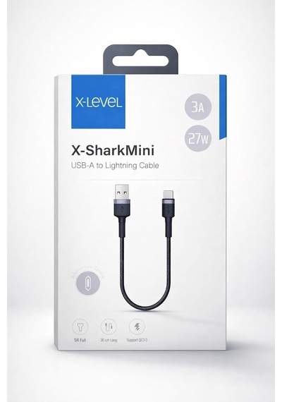 Xcc8699 X-sharkmini Usb-a To Lightning Hızlı Şarj Ve Data Kablosu 30cm 3a 27w Qc 3.0 Pd Destekl Standart