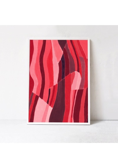 Kırmızı Soyut Sanat, Poster: Pembe Ve Kırmızı Renklerde Soyut Sanat. Renkli