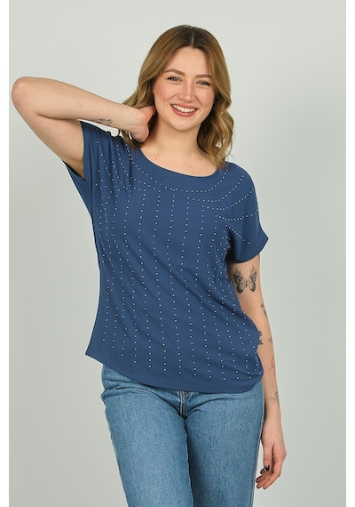 Ella Camelia Kadın İşlemeli Bluz 19e093 Indigo İndigo