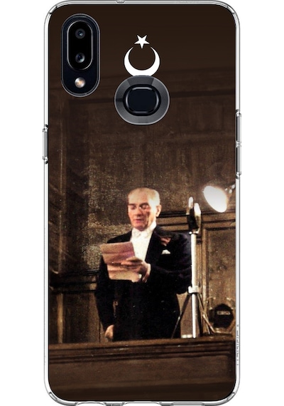 Samsung Galaxy A10s Uyumlu Atatürk İlk Meclis Konuşması Baskılı Silikon Kılıf Renkli