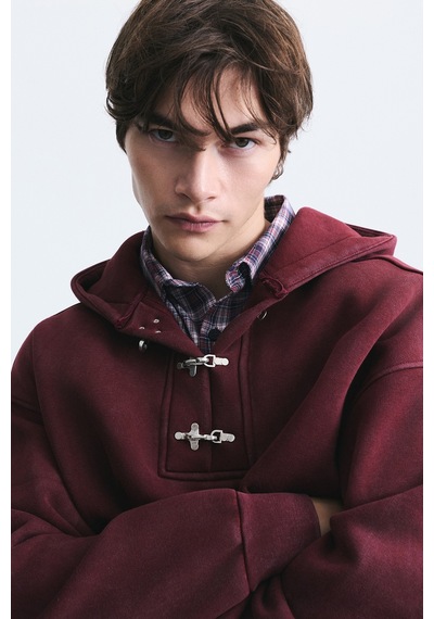 Vamos Boxy Fit Metal Klips Kapama Sweatshirt Bordo