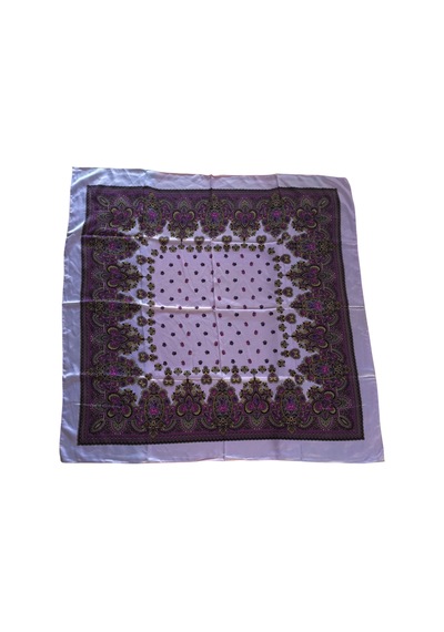 Tikitonki Yumuşak Dokulu Etnik Desenli Saten Lila Eşarp - 90x90 Lila Lila