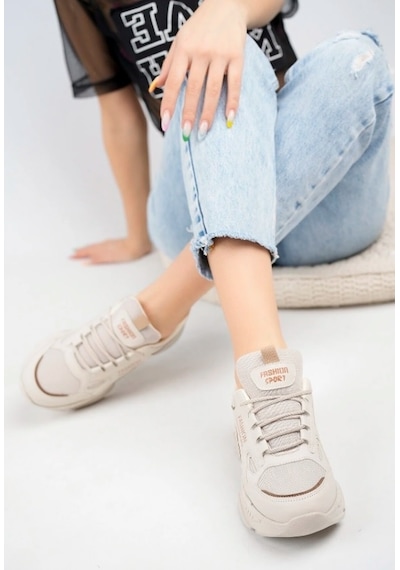 Lambırlent 9671 Sneaker Unisex Spor Ayakkabı Bej