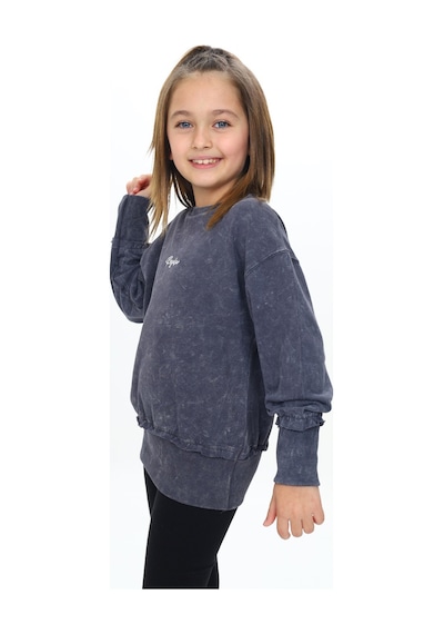 Toontoy Kız Çocuk Yıkamalı Nakışlı Sweatshirt Bordo