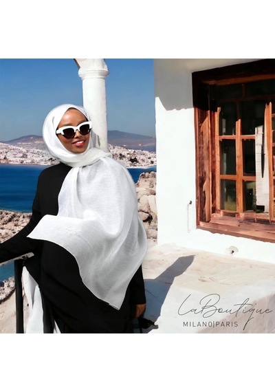 La Boutique Simli Şal - Beyaz - 70x190 Çok Renkli