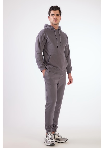 Dufy Antrasit Kapüşonlu Kanguru Cepli Regular Fit Erkek Sweatshirt Antrasit
