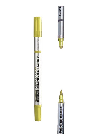 Çift Taraflı Akrilik Marker Kalemi - 1 Adet- Sarı Karışık