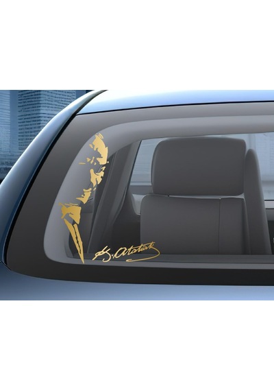 Sticker Usta Atatürk Mustafa Kemal Ve Imza Sticker 00627 Beyaz 20x15 M