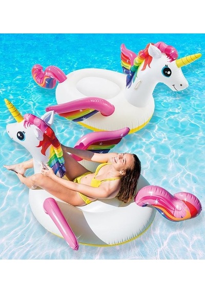 İntex Unicorn Tek Boynuzlu At Şişme Binici Unicorn At Binici Bot 201 x 140 x 97 CM Çok Renkli