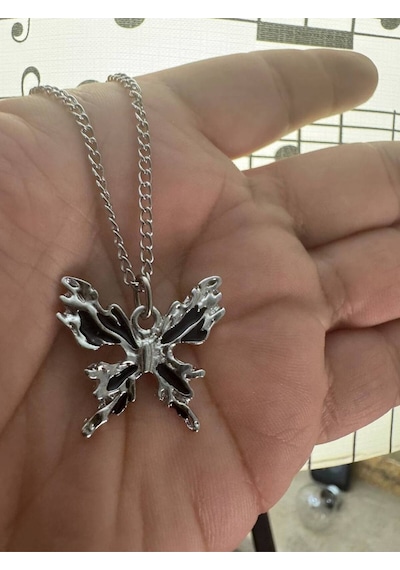 Gothic Kelebek Figürlü Unisex Kolye 60 Cm Zincirli, Karanlık Zarafet Ve Özgürlüğün Sembolü Çok renkli