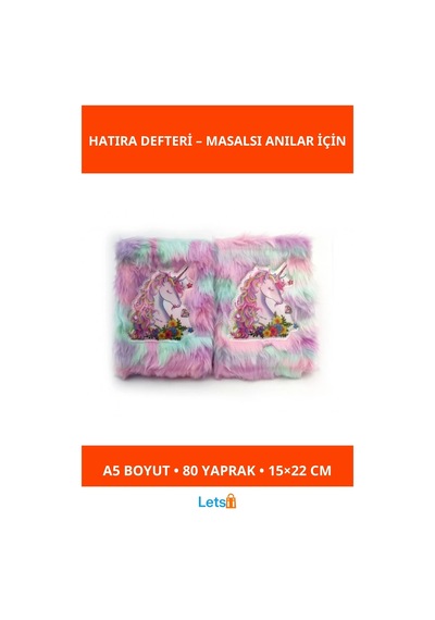 Çiçekli Unicorn Tasarımlı Peluş Hatıra Defteri A5 80 Yaprak Çok Renkli