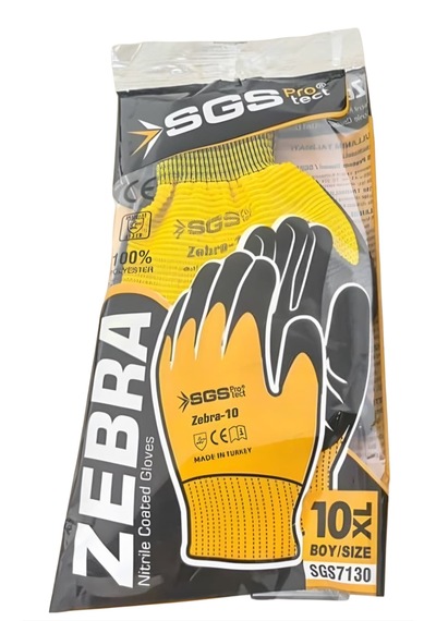 Sgs Zebra 10 Nitril Kaplı Örme Eldiven