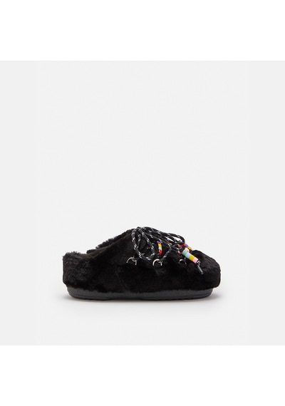 Terlik Kadın 80d1460250-n001 Moon Boot Mule Faux Fur Beads Black Siyah