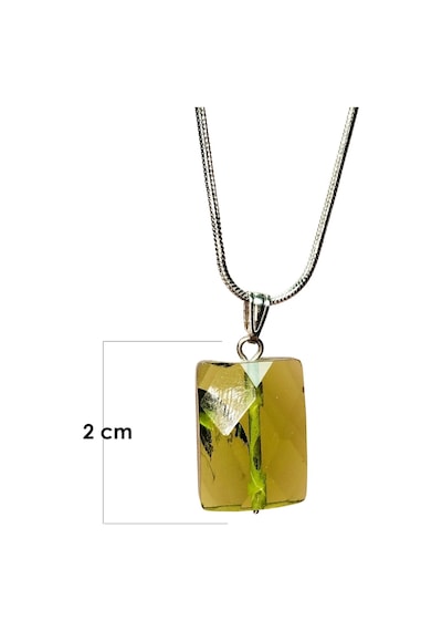 Moldavit Doğal Taşı Zincirli El Yapımı Kolye Uç: 2 Cm Zincir: 20 Cm Kutulu Çok renkli