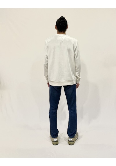 Erkek Bisiklet Yaka Rahat Kalıp 3 İplik Kalın W.brooklyn Baskılı Sweatshirt Spr24sw31 Ecru