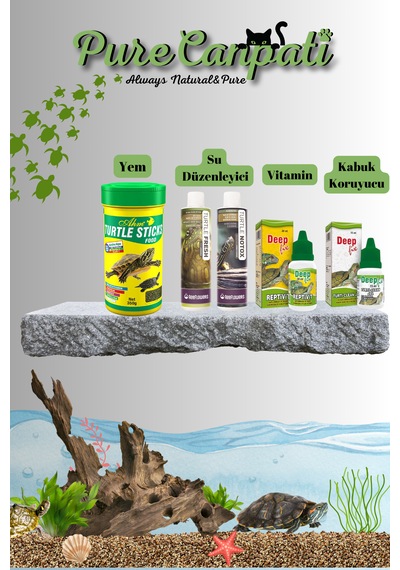 Purecanpati Kaplumbağa Tam Bakım Ve Stick Yem Seti Vitamin Kabuk