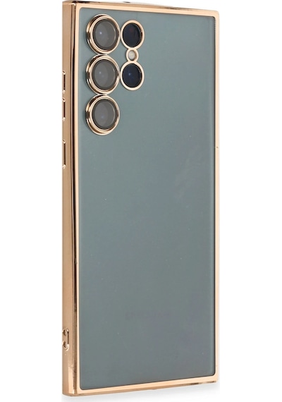 Newface - 990 - Samsung Galaxy S22 Ultra Kılıf Razer Lensli Silikon - Csmo-tex - - Gold
