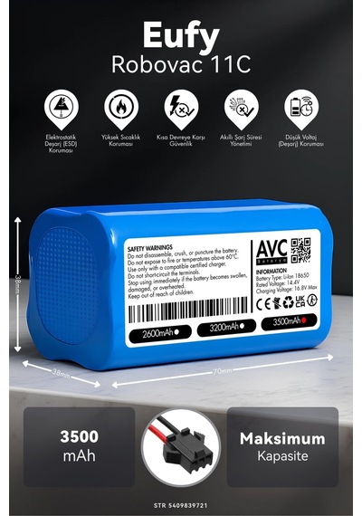 Eufy Robovac 11c 3500mah Robot Süpürge Bataryası K.k