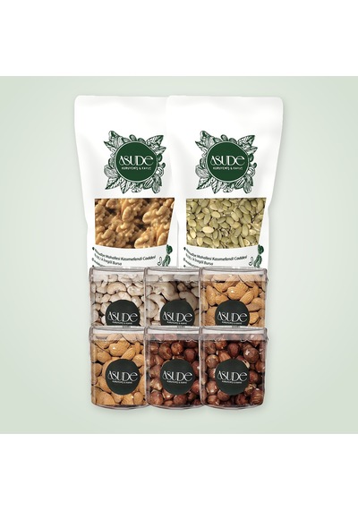 Çiğ Kuruyemiş Avantaj Paketi 5'li 5x500 G - Kaju, Badem, Fındık, Ceviz İçi, Kabak Çekirdeği İçi 2500 G