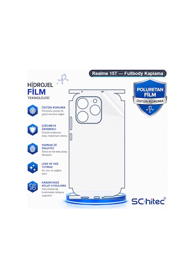 Realme 15t Uyumlu Fullbody Arka Kaplama Hidrojel Koruyucu Film