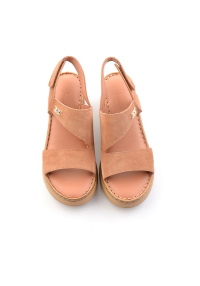 Bambi Cappuccino Hakiki Deri Kadın Sandalet K05299112702 Kahverengi